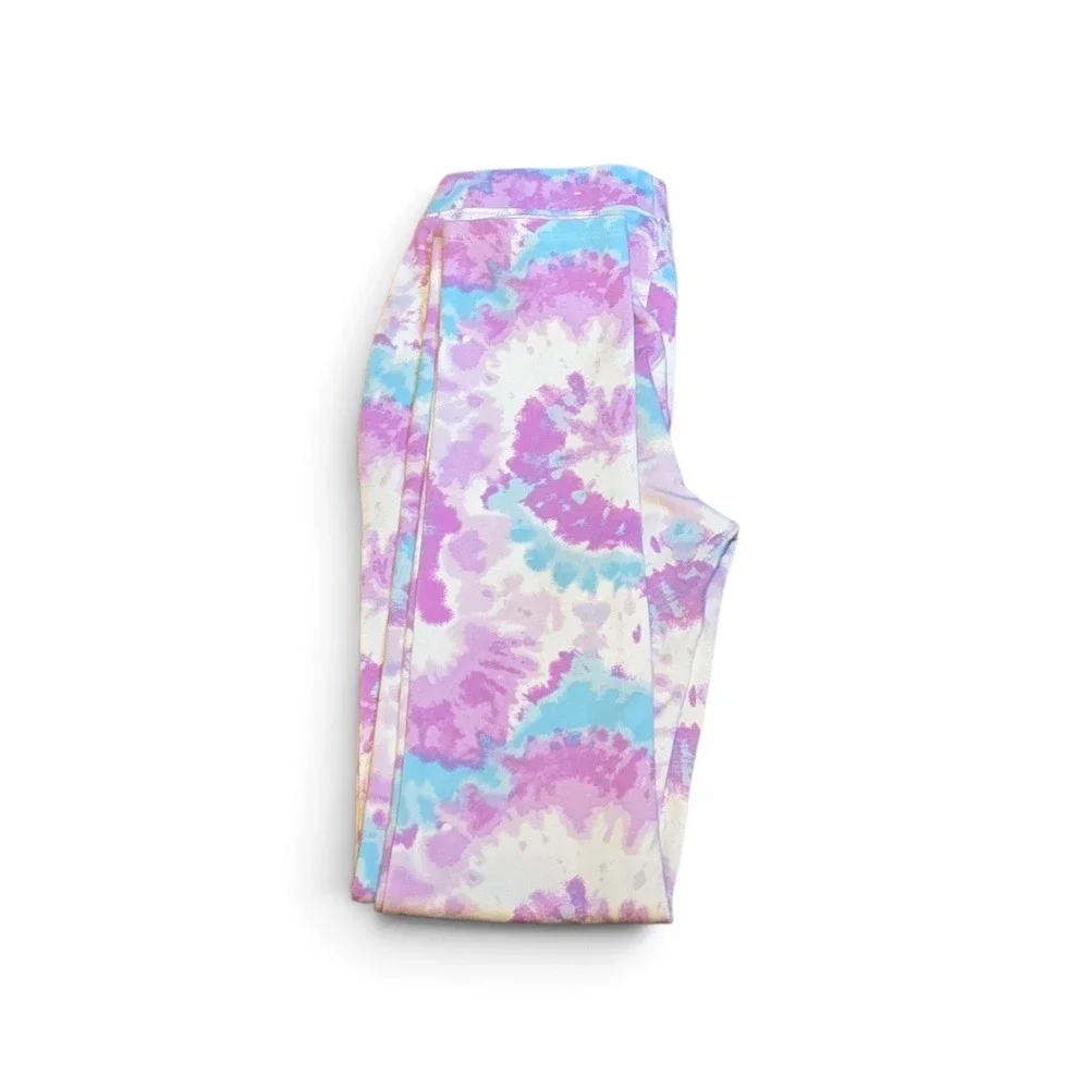 The Childrens Place Girls Tie Dye Leggings Purple Blue White Size 14 EUC
